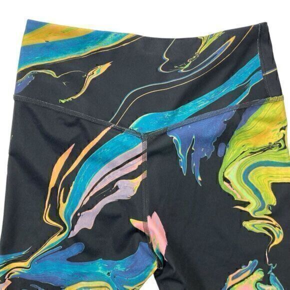 Nike Dri Fit Shorts Womens Small Black Blue Tight Fit Running Pull On Bike Short - Picture 6 of 12